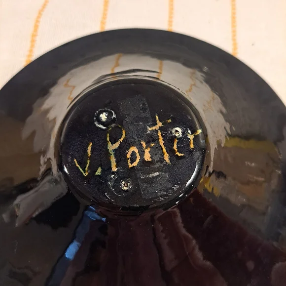 VIRGINIA PORTER Enamel on Copper 7.25" Mid-Century Modern Bowl. Beautiful - Picture 3 of 6